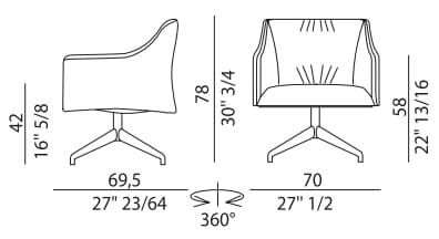 Кожаное вращающееся кресло с подлокотниками EFORMA Isidora ARCH-00111344 - Вид №4