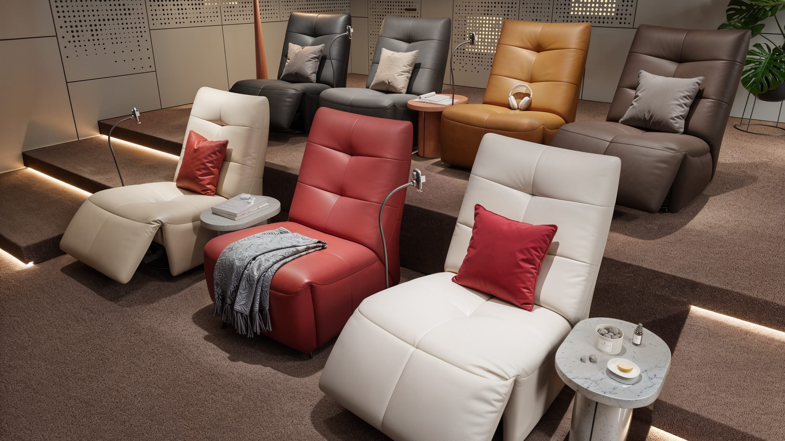 Кожаное вращающееся кресло с подставкой для ног Sofanella Lucca ARCH-00036645 - Вид №4