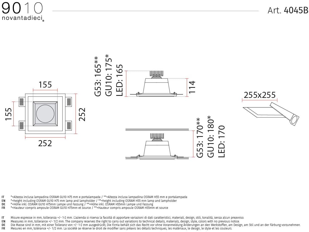 9010 novantadieci Встраиваемые настенные и потолочные светильники из cristaly®  4045b  - Вид №2