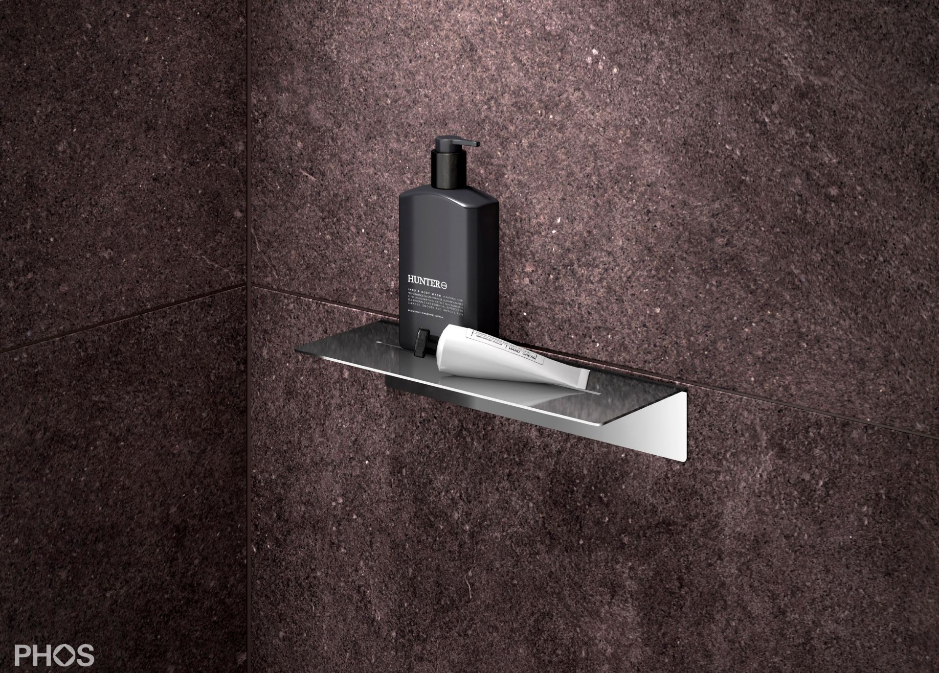 DA300K-PL Полка для душа клееная, длина 30 x глубина 12 см, полированная PHOS  - Вид №3