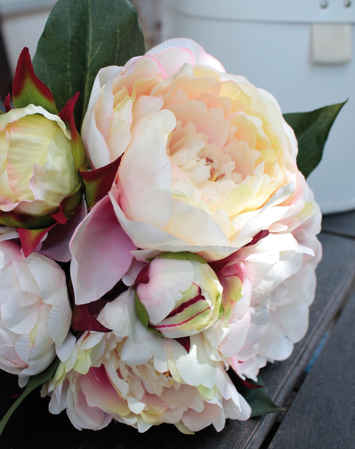 2618 753 a3 Пион шелковый, 6-кратный, 35 см, бежево-абрикосовый H-andreas  - Вид №6