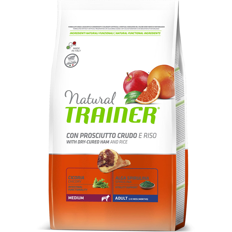 ПР0049150 Корм для собак TRAINER Natural для средних пород сыровяленая ветчина, рис сух. 3кг NATURAL TRAINER 