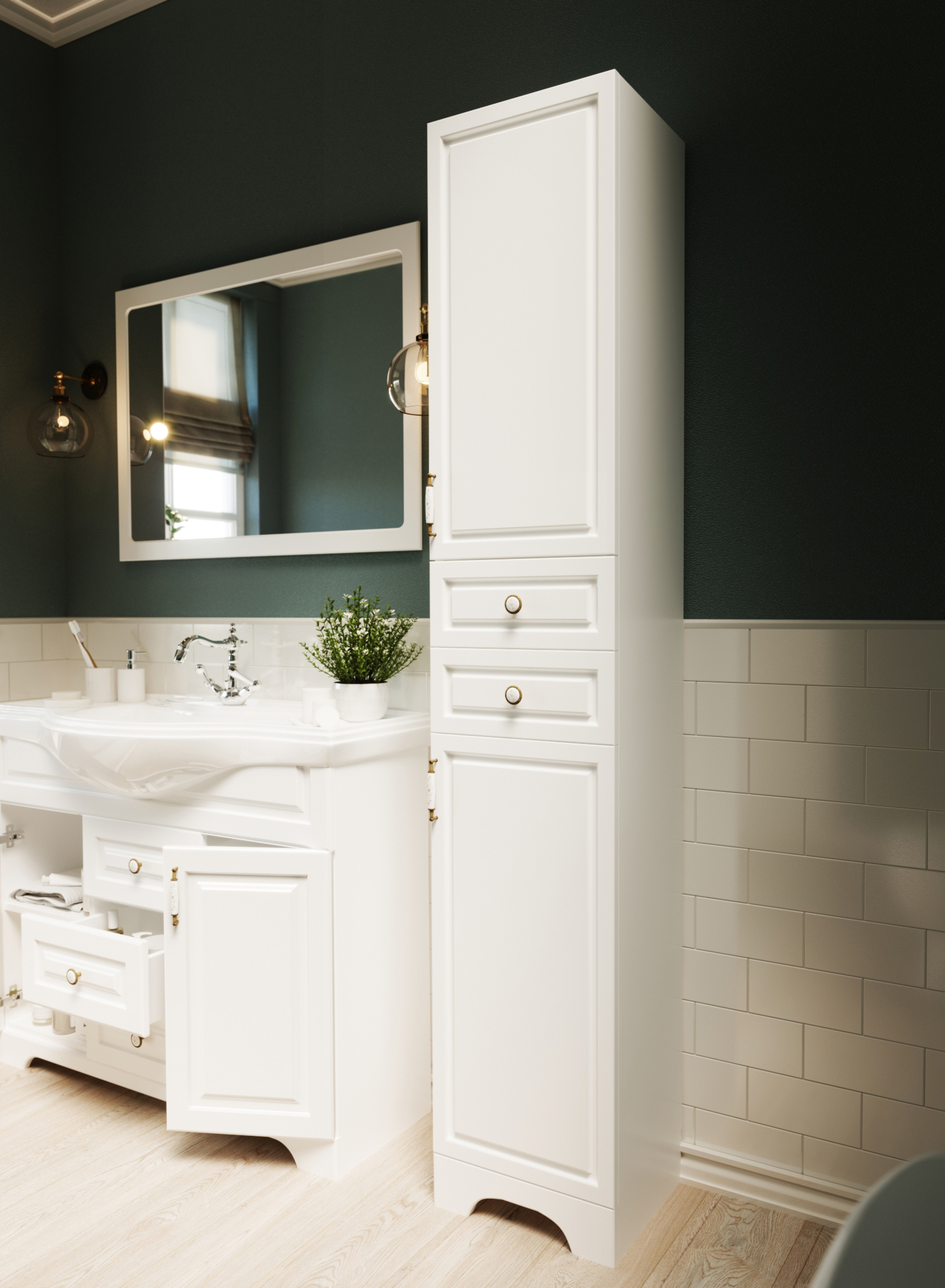 У94490 Тумба Прованс New 80Н 2в.я. 2д. Белый глянец 1 Marka Прованс - Вид №1