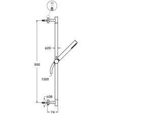 Подъемный стержень с гибким ручным душем