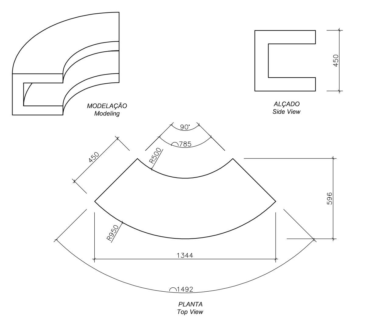 Изогнутая бетонная скамья без спинки amop ARCH-00026461 - Вид №6
