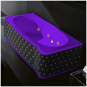 Ванна Gruppo treesse New Classic Young STD-V6747-SX-KCS-FZ фиолетовая с золотой фурнитурой и гидромассажем прямоугольная левая чёрная кожа кристаллы сваровски
