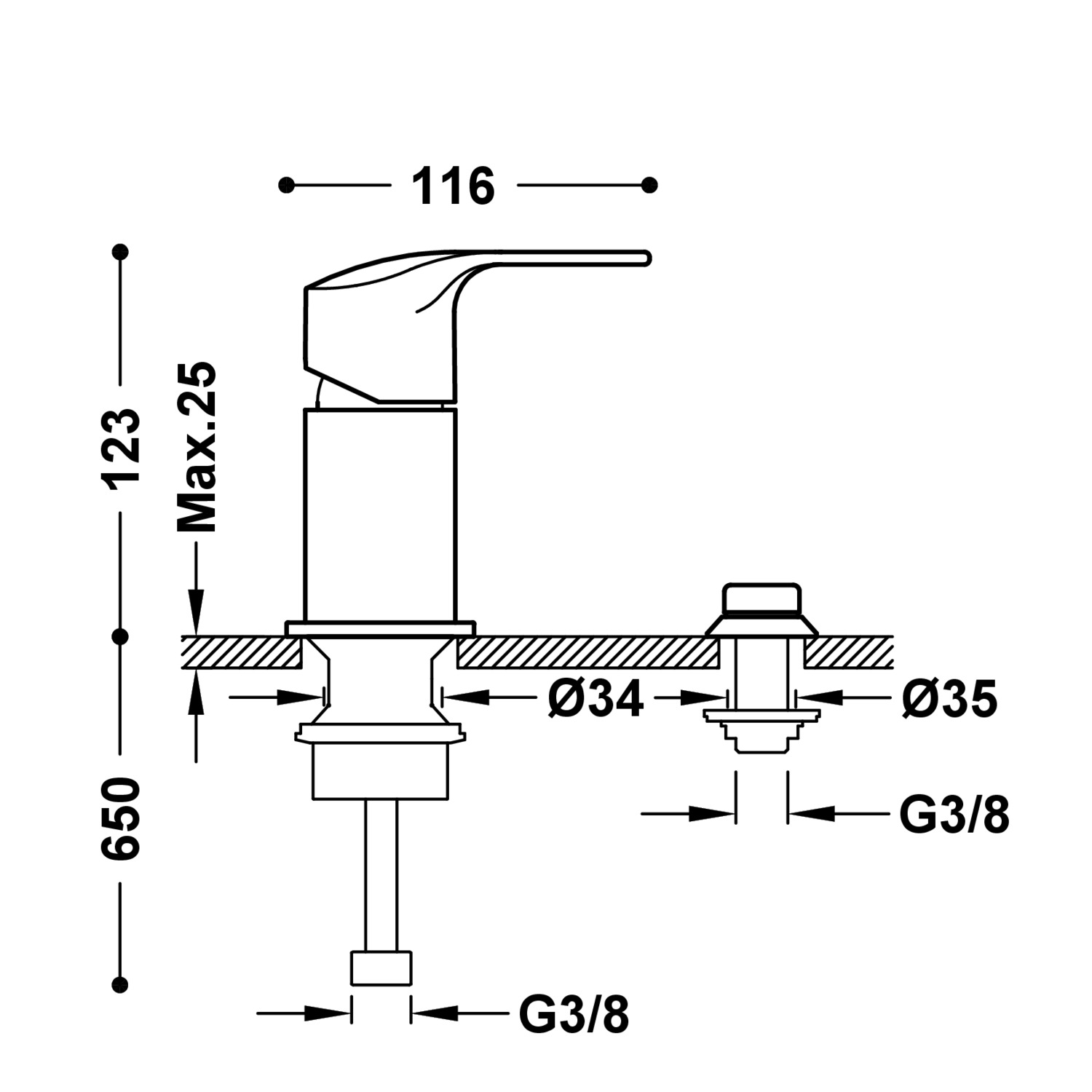 Смеситель для биде K-TRES с одной ручкой и маленькой насадкой для душа-06913001 TRES  - Вид №1