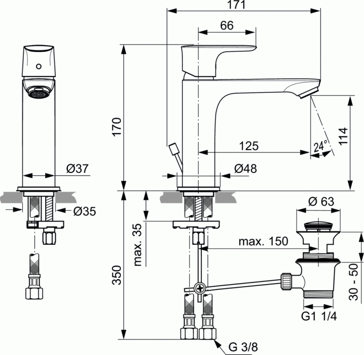 A7012AA Смеситель для раковины Ideal Standard CONNECT AIR - Вид №6