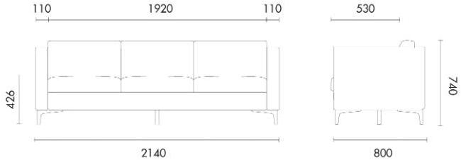 Grado Design 3-х местный тканевый диван Block sun-id-1475986 - Вид №4