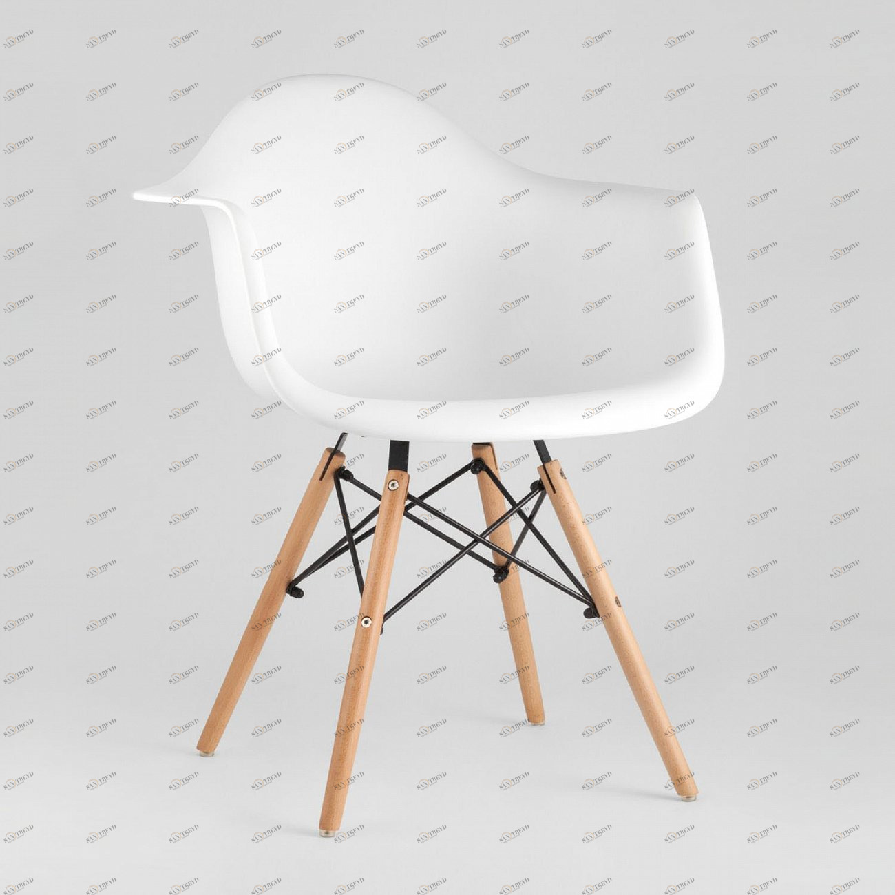 Кресло белое пластиковое с деревянными ножками Eames W EAMES EAMES DAW 00-3881987 Белый 