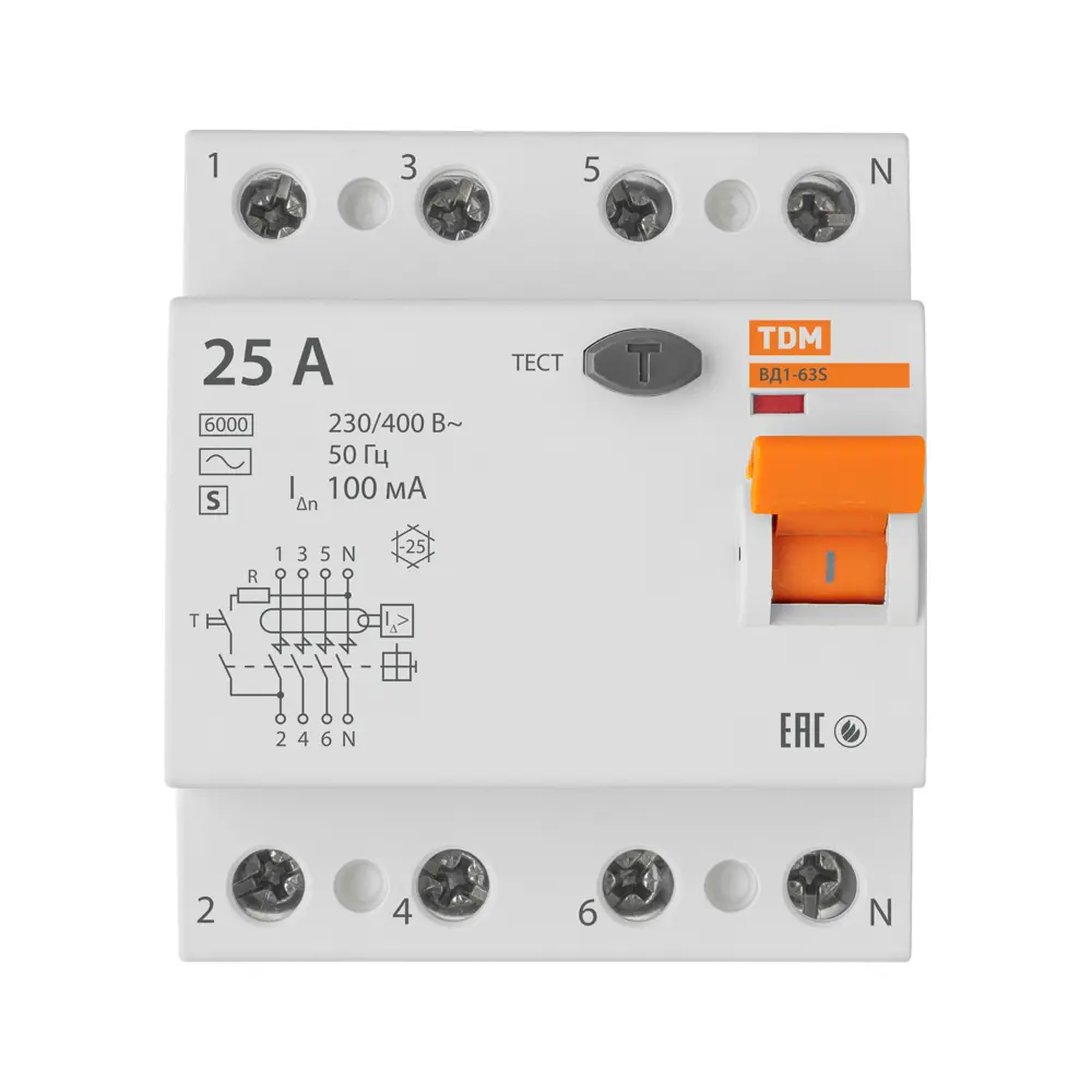 УЗО TDM Electric ВД1-63S - защита от токов утечки для дома и офиса 89347160 STLM-1492390 - Вид №1