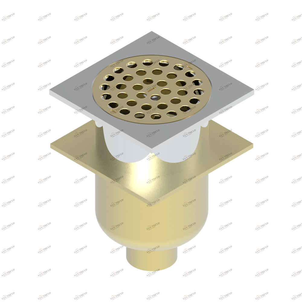 G00-7650 Трап квадратный с вертикальным выпуском без крышки 140 мм x 140 мм Thg-paris прочие артикулы THG Хром/золото G00-7650 CAT.A