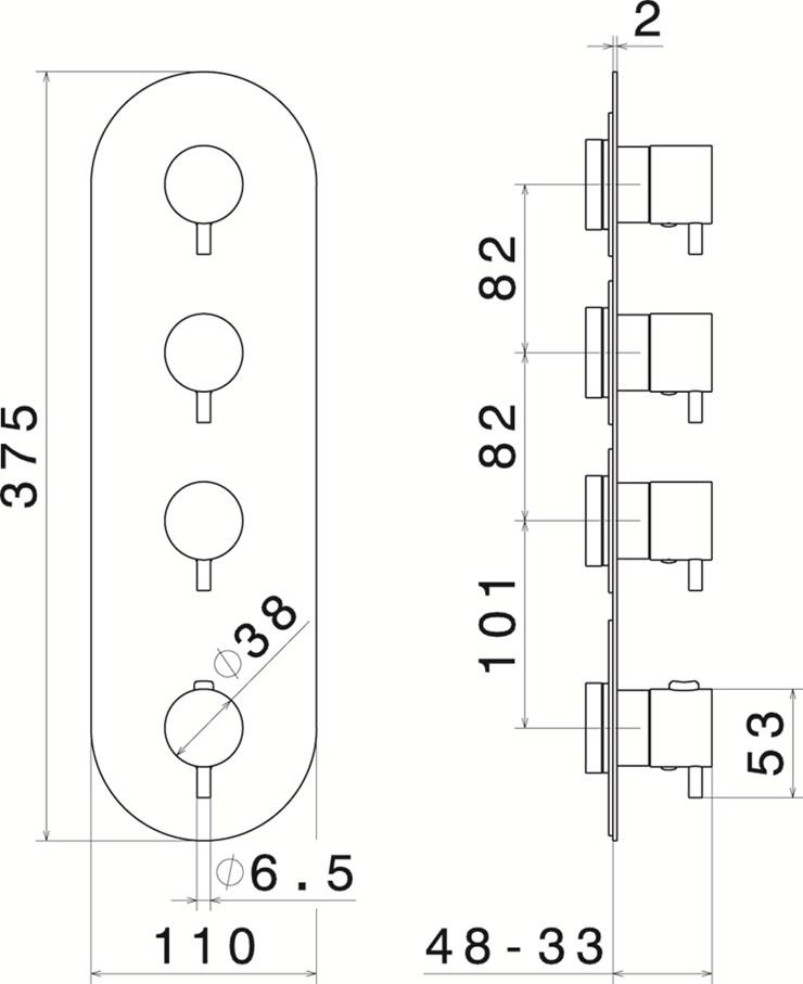 newform Термостатический смеситель для душа с тарелкой Termostatici multiutenza 3 uscite 67603e - Вид №1