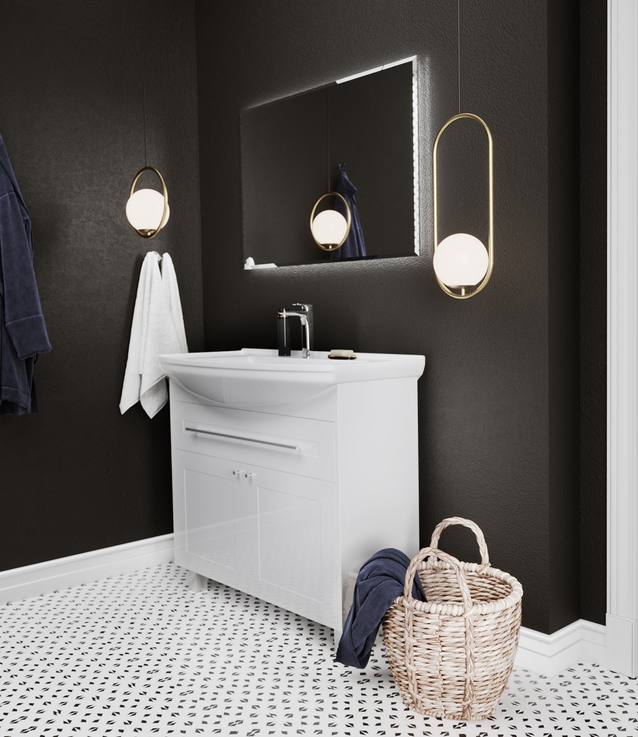 У94494 Тумба Lina Classic New 85Н 1в.я 2д Белый глянец 1 Marka Lina Classic  - Вид №3