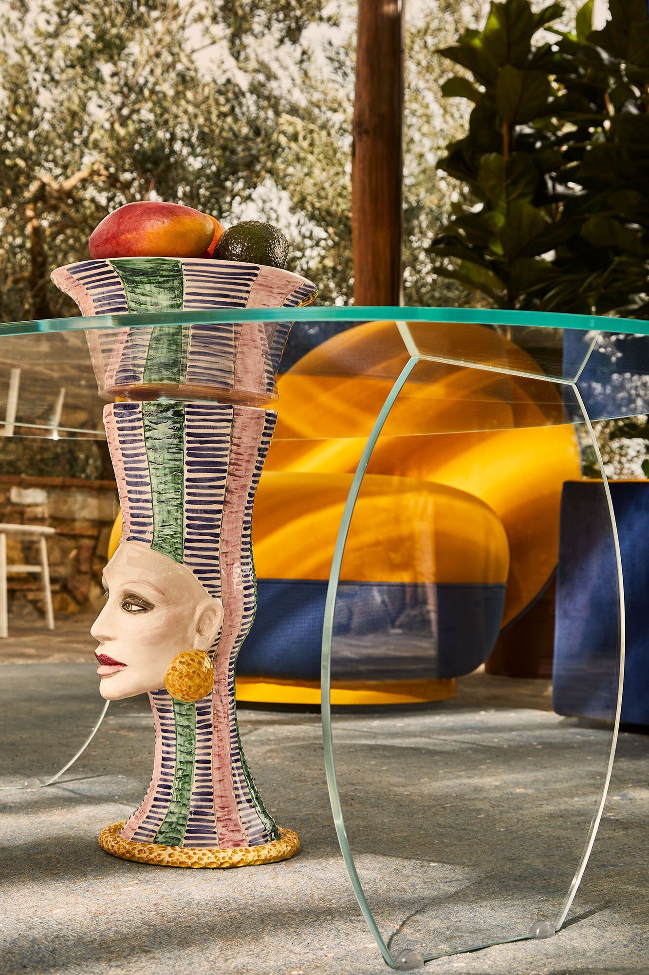 Овальный стеклянный журнальный столик с керамической вазой Paolo Nesi GRACE ARCH-00149877 - Вид №2