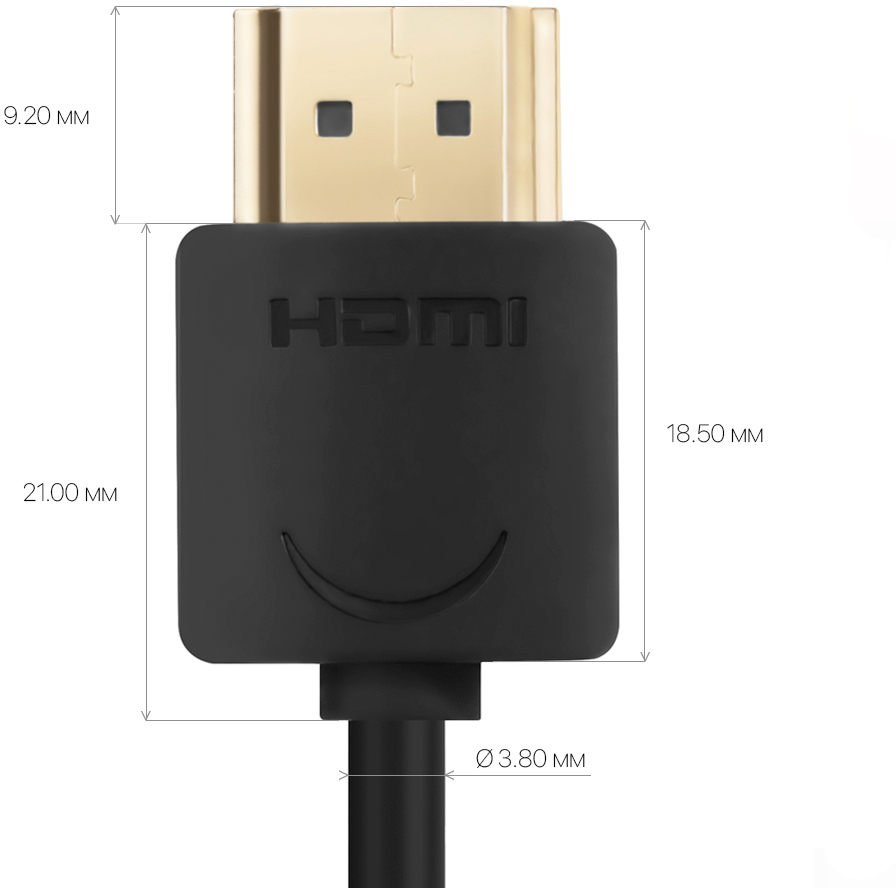 GCR-HM510-0.2m кабель 0.2m v1.4 hdmi m/m черный, slim od3.8mm, 32/32 awg, позолоченные контакты, ethernet 10.2 гбит/с, 3d, 4k, premium , экран Greenconnect Santreyd  - Вид №3