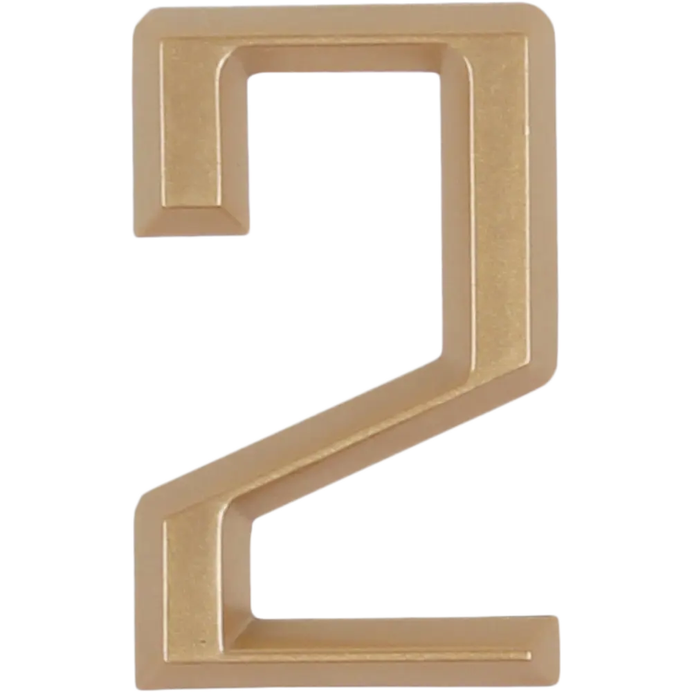 Цифра «2» Larvij самоклеящаяся 60x37 мм пластик цвет матовое золото STLM-2101719