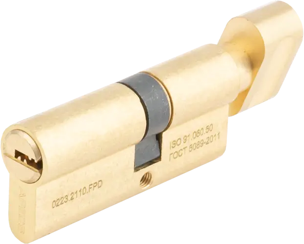 Цилиндр дверной APECS Pro с механизмом ключ-вертушка, золото 40x30 мм 85559786