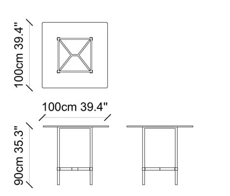 Высокий квадратный садовый стол с керамической столешницей NDESIGN Ezora ARCH-00015036 - Вид №4
