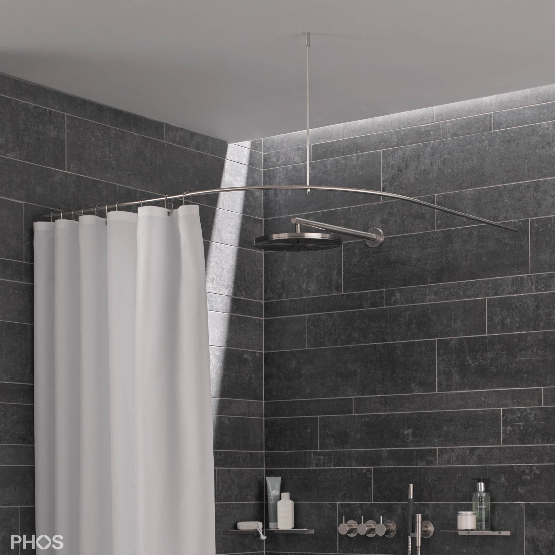 DSB500-1050 Квадрант штанги для душевой занавески с радиусом дуги 50 см, 105 x 105 см PHOS 