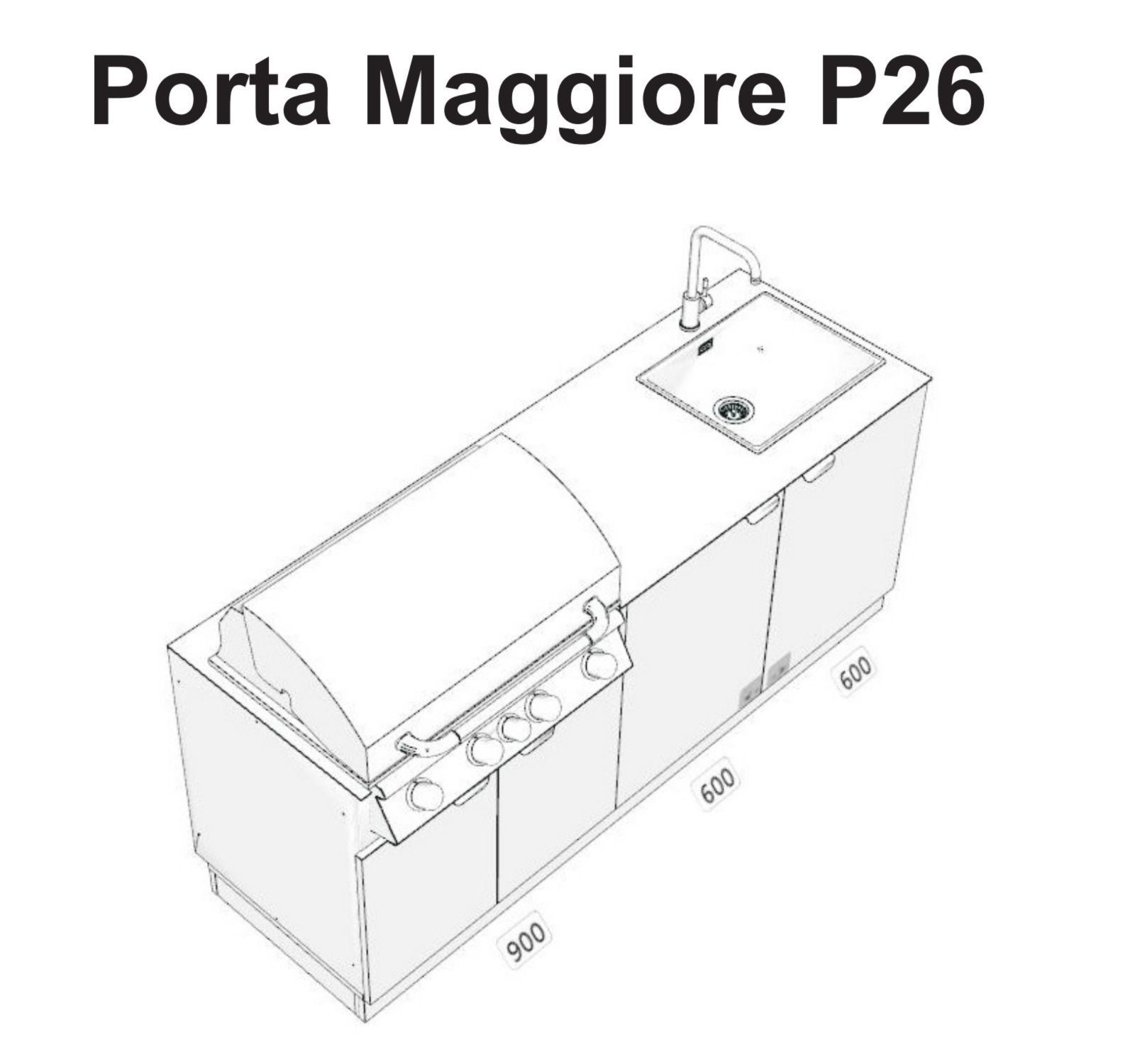 Газовая плита из нержавеющей стали с барбекю OF outdoorkitchens Porta Maggiore ARCH-00088488 - Вид №4