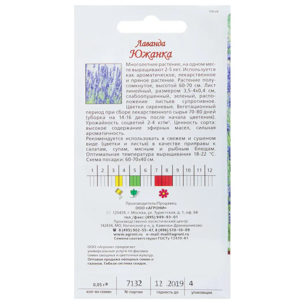 Семена цветов Лаванда Южанка синяя Agroni 17251383 STLM-2075266  - Вид №1