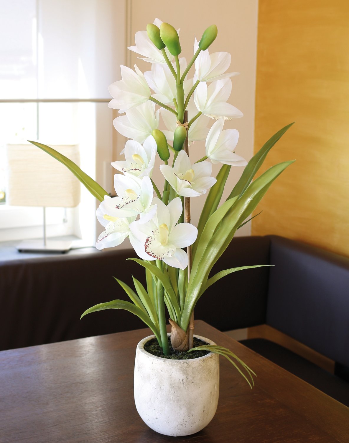2532 778 a3 Пластиковая орхидея цимбидиум, горшок, 71 см, горшок, real touch soft, бежево-белый H-andreas  - Вид №8