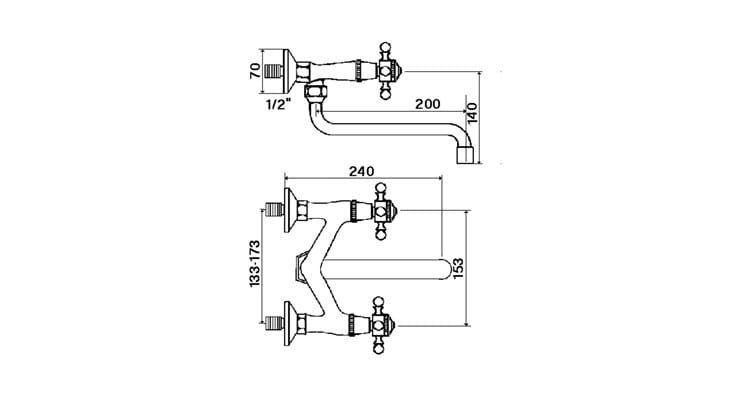 Смеситель для кухни с 2 отверстиями rvb 1920-1921 ARCH-00133972 - Вид №2