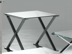 F.lli Orsenigo Квадратный журнальный столик из стали и хрусталя Ics