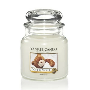 Свеча средняя в стеклянной банке "Мягкое одеяло" Soft Blanket 411 гр 65-90 часов YANKEE CANDLE  267992 Белый
