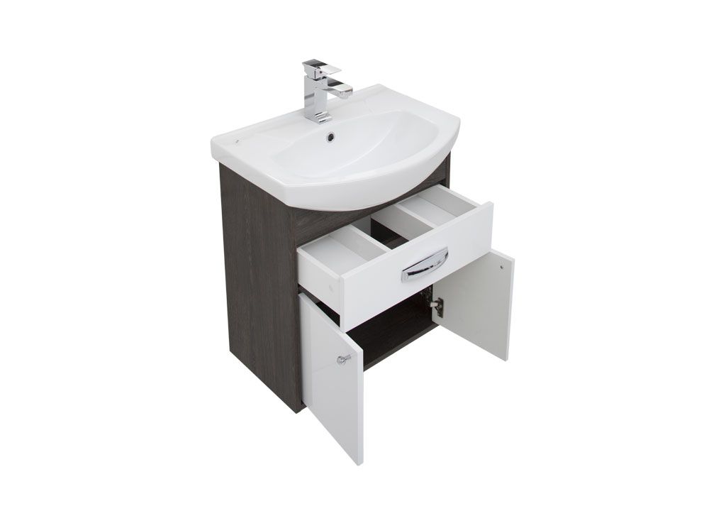Мебель для ванной Aquanet Грейс 60 дуб кантербери/белый (1 ящик, 2 дверцы) 00198801 - Вид №3
