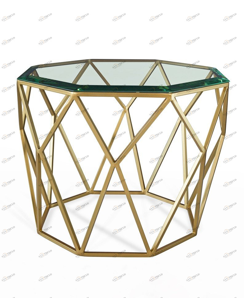 Журнальный столик дизайнерский золотой со стеклянным топом 122 см Crown ICON DESIGNE  193827 Золото;прозрачный 