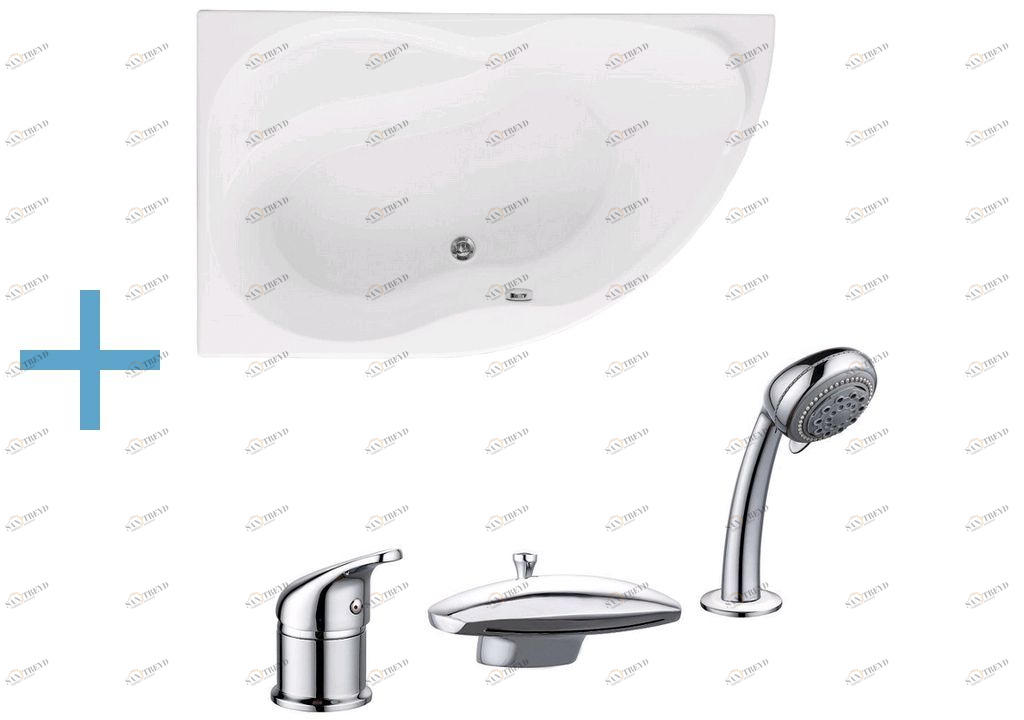 Акриловая ванна Aquanet Graciosa 150x90 L (каркас + смеситель Aquanet Practic 2 AF111-63B) 002039400018300700216780