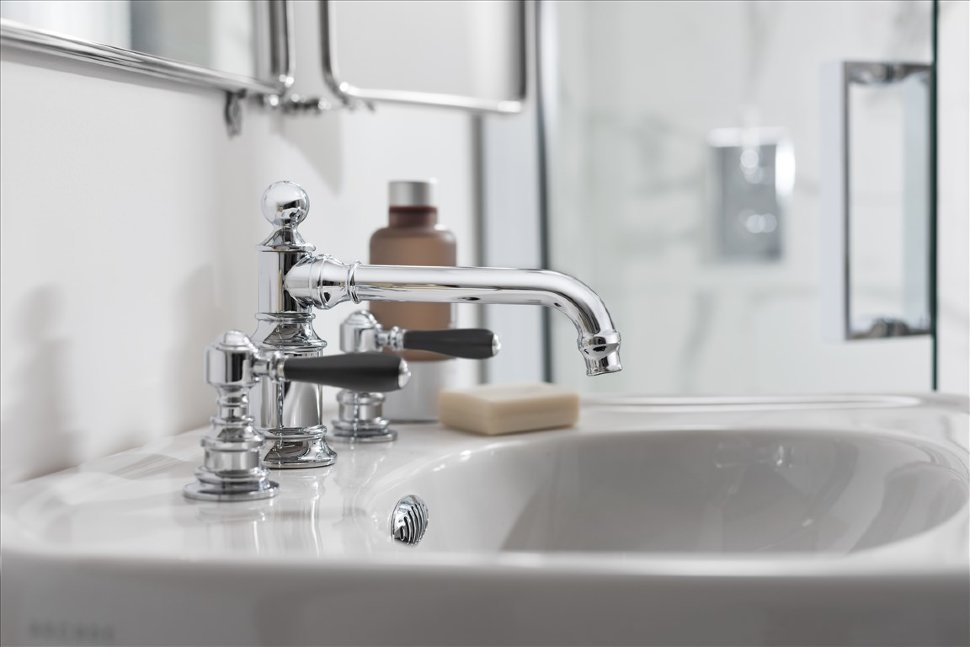 Смеситель для раковины, 3 отв, ручки - леверы чёрные хром [ARC15 CHR + ARC66 CHR] Arcade Burlington ARC15 CHR, ARC66 CHR - Вид №2