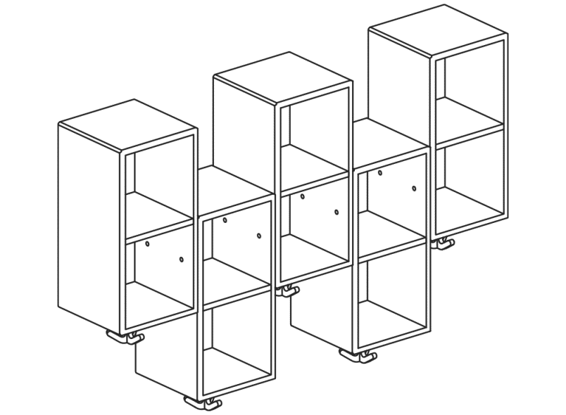 M20.03.007 Двойной модуль асимметричный, 5 мест с эластичными тройными крючками. HEWI Kids - Вид №3
