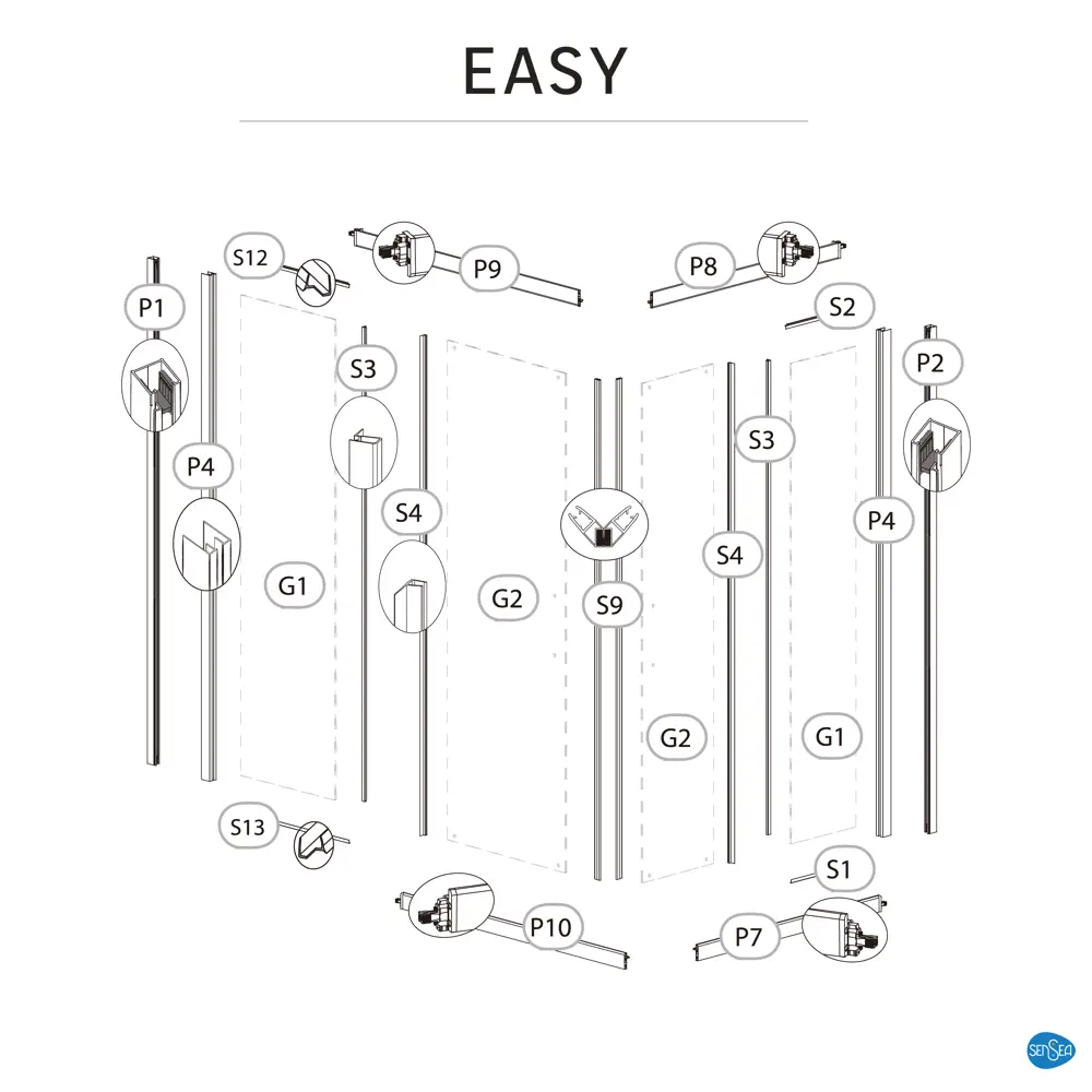 Комплект стекол для душевой ширмы Sensea Easy 120x80 см прозрачное стекло цвет профиля на выбор 88103658 STLM-2078264 - Вид №25
