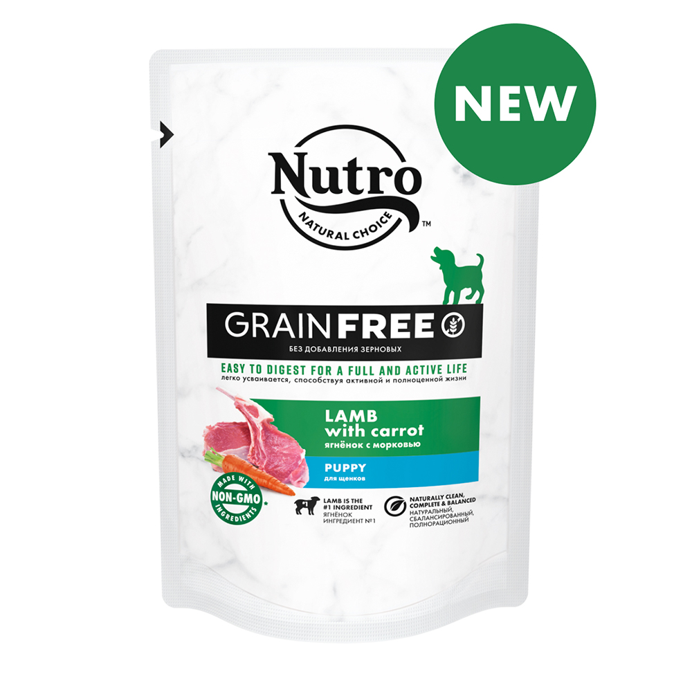 ПР0059458 Корм для щенков Ягненок с морковью пауч 85г NUTRO  - Вид №1