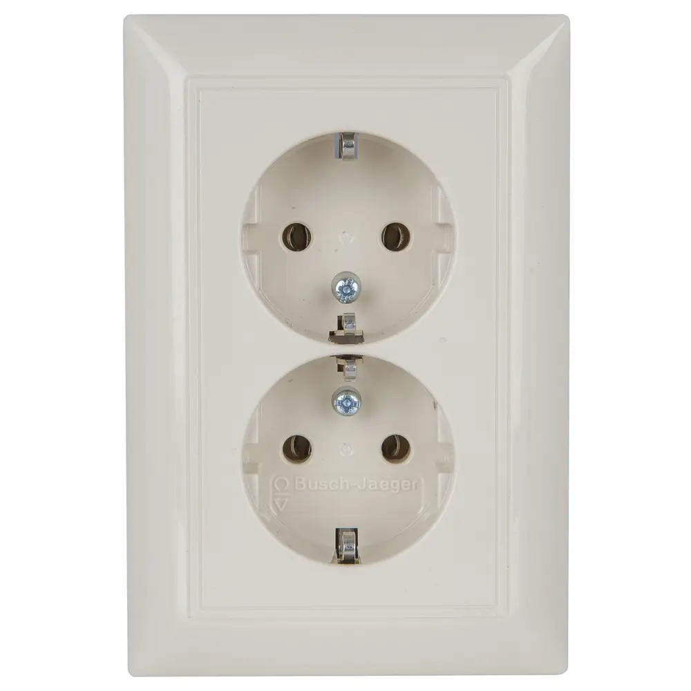 Розетка двойная встраиваемая ABB Basic 55 с заземлением, цвет бежевый 13595218 STLM-2159546