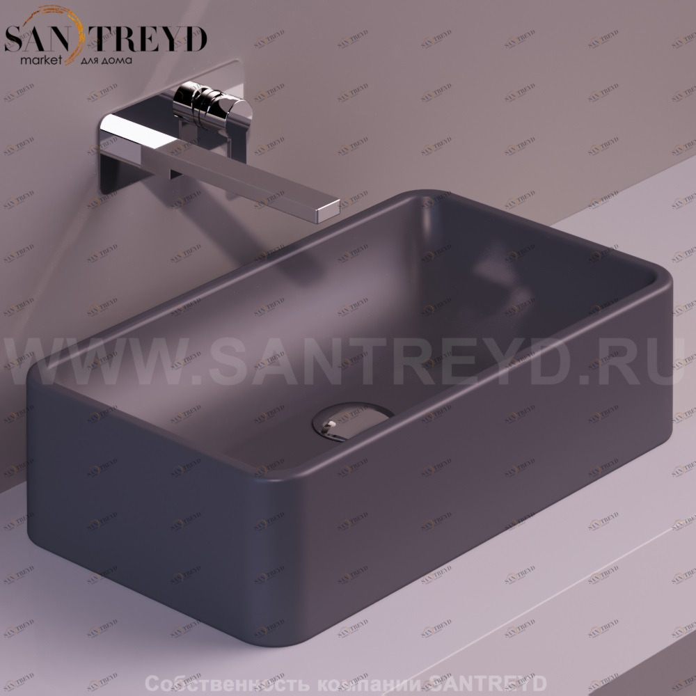FL12ANTRACITEMATT Накладная раковина на столешницу  прямоугольная Simas Flow