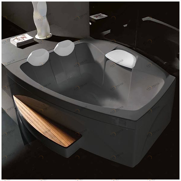 Ванна GRUPPO TREESSE Matrix Slim V7631-SE большая с подголовником глубокая без гидромассажа серая VTLV7631SE