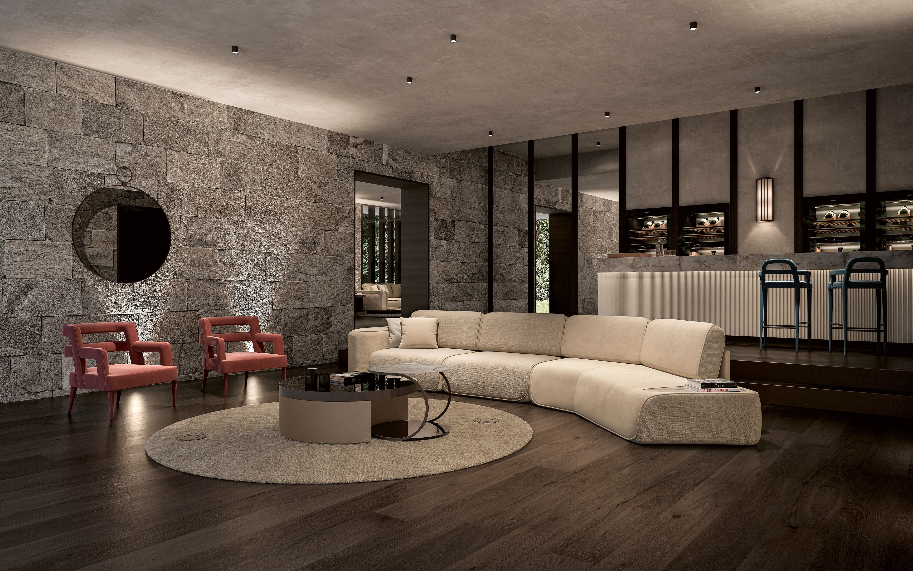 Круглый ковер из ткани с рисунком CPRN HOMOOD Blue Moon ARCH-00063439 - Вид №1