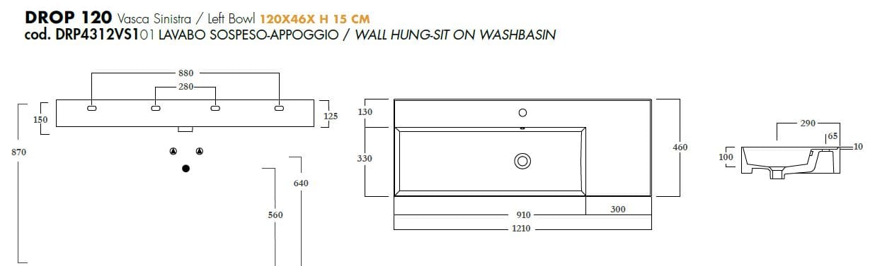 Керамическая одиночная прямоугольная раковина Olympia Ceramica DROP ARCH-00136620 - Вид №15