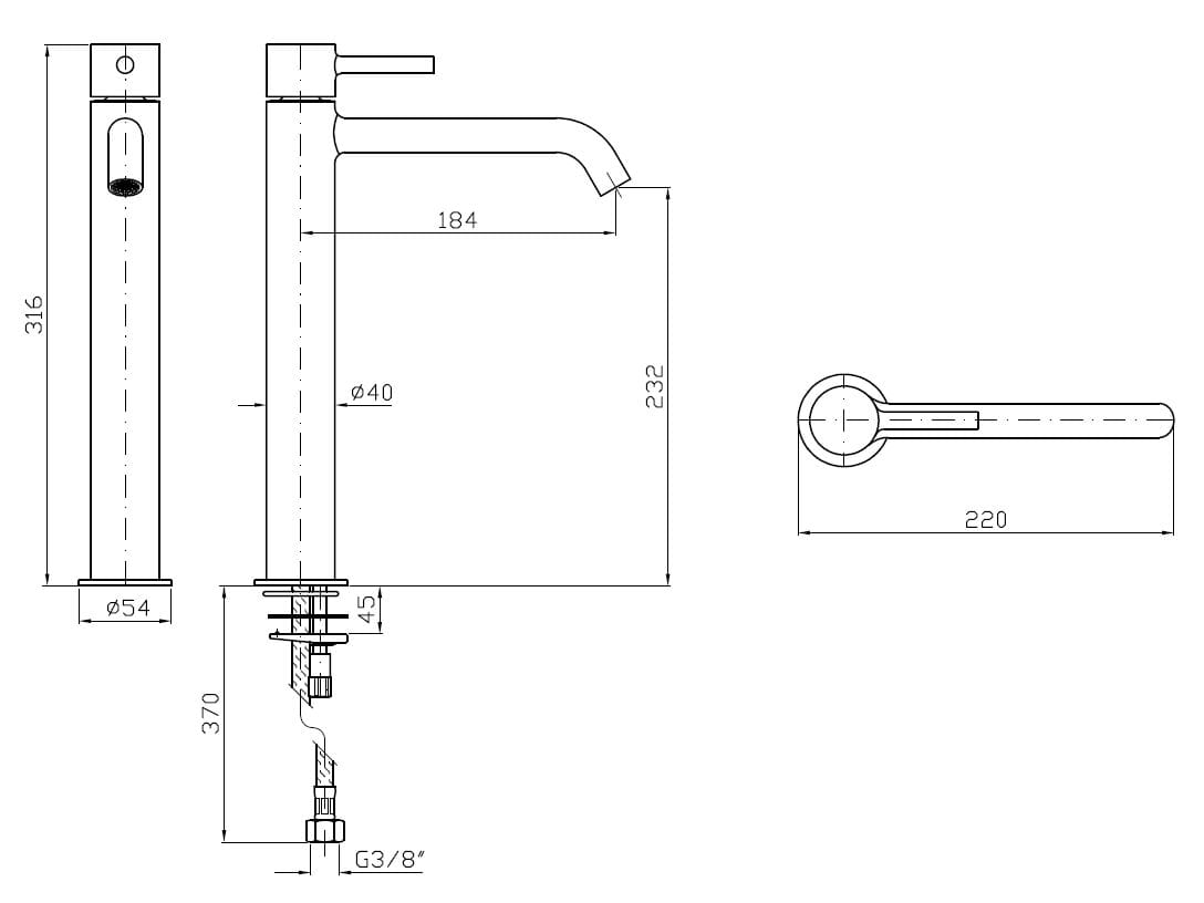 Однорычажный высокий смеситель для раковины Zucchetti Pan S ARCH-00146774 - Вид №12