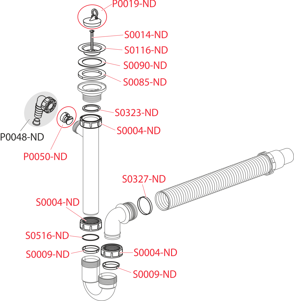 Сифон трубчатый с нержавеющей peшeткой DN70, со штуцером и гофрой ALCAPLAST A830DN5040 - Вид №2