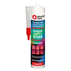 Герметик силиконовый MasterTeks нейтральный для ванной комнаты и кухни прозрачный 280 мл