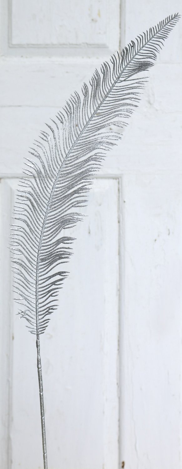1446 996 a2 Искусственный стебель папоротника с глиттером, 78 см, серебристый H-andreas  - Вид №3