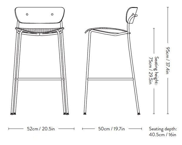Высокий стул с мягким сиденьем &Tradition павильон ARCH-00087043 - Вид №1