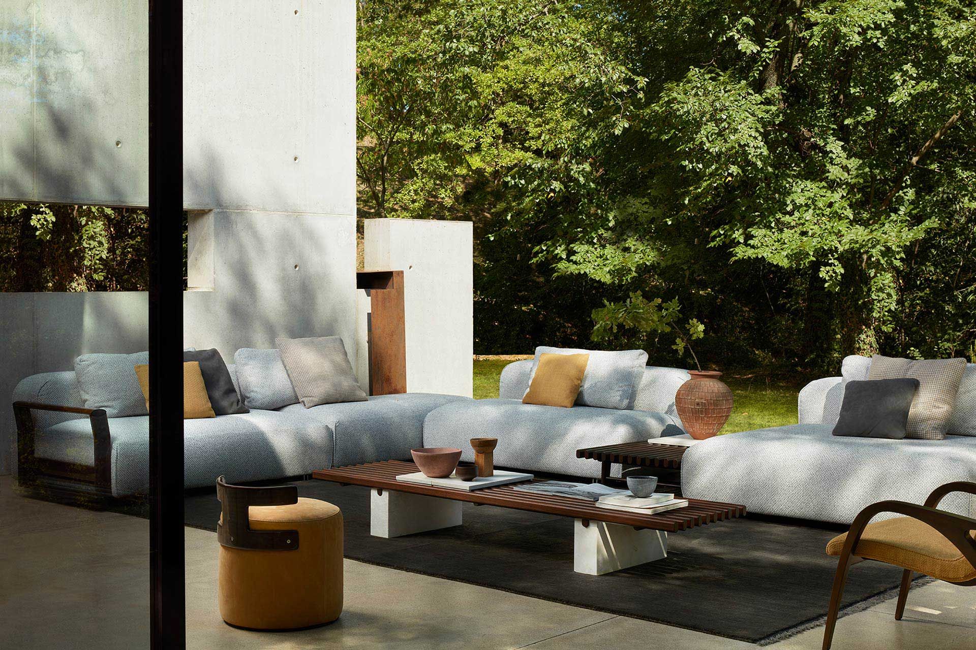 Низкий садовый столик из красного дерева и мрамора Exteta Panarea ARCH-00090767 - Вид №6