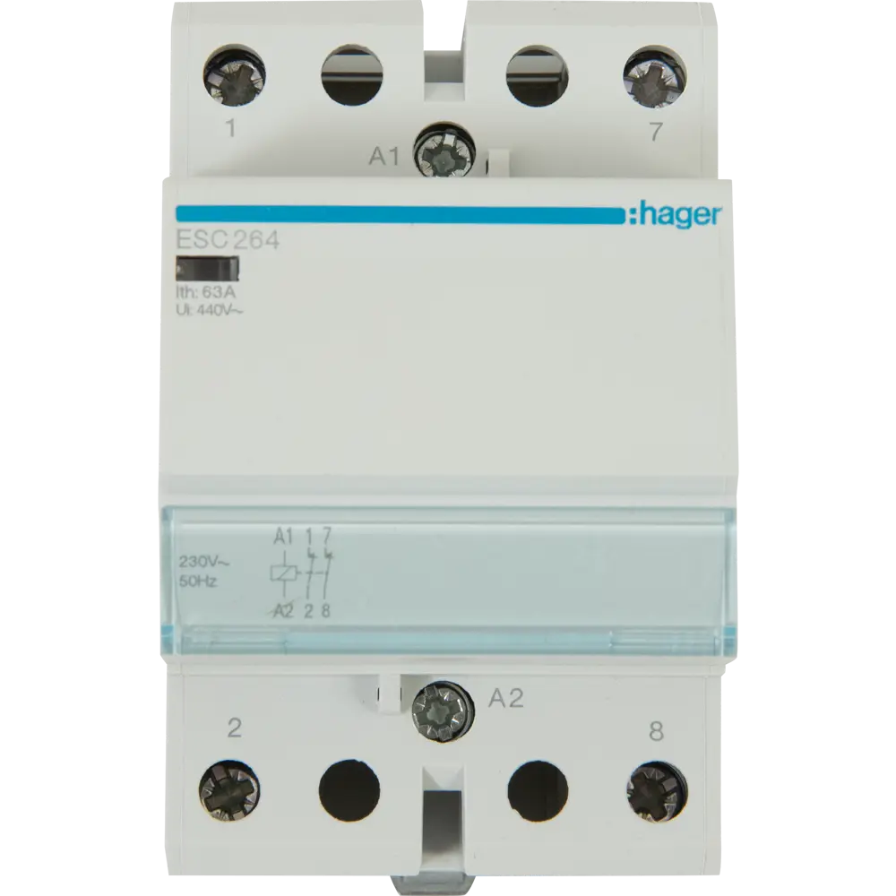 Контактор модульный Hager 2НЗ, 63А, 230 В, 3М STLM-2066715 - Вид №1