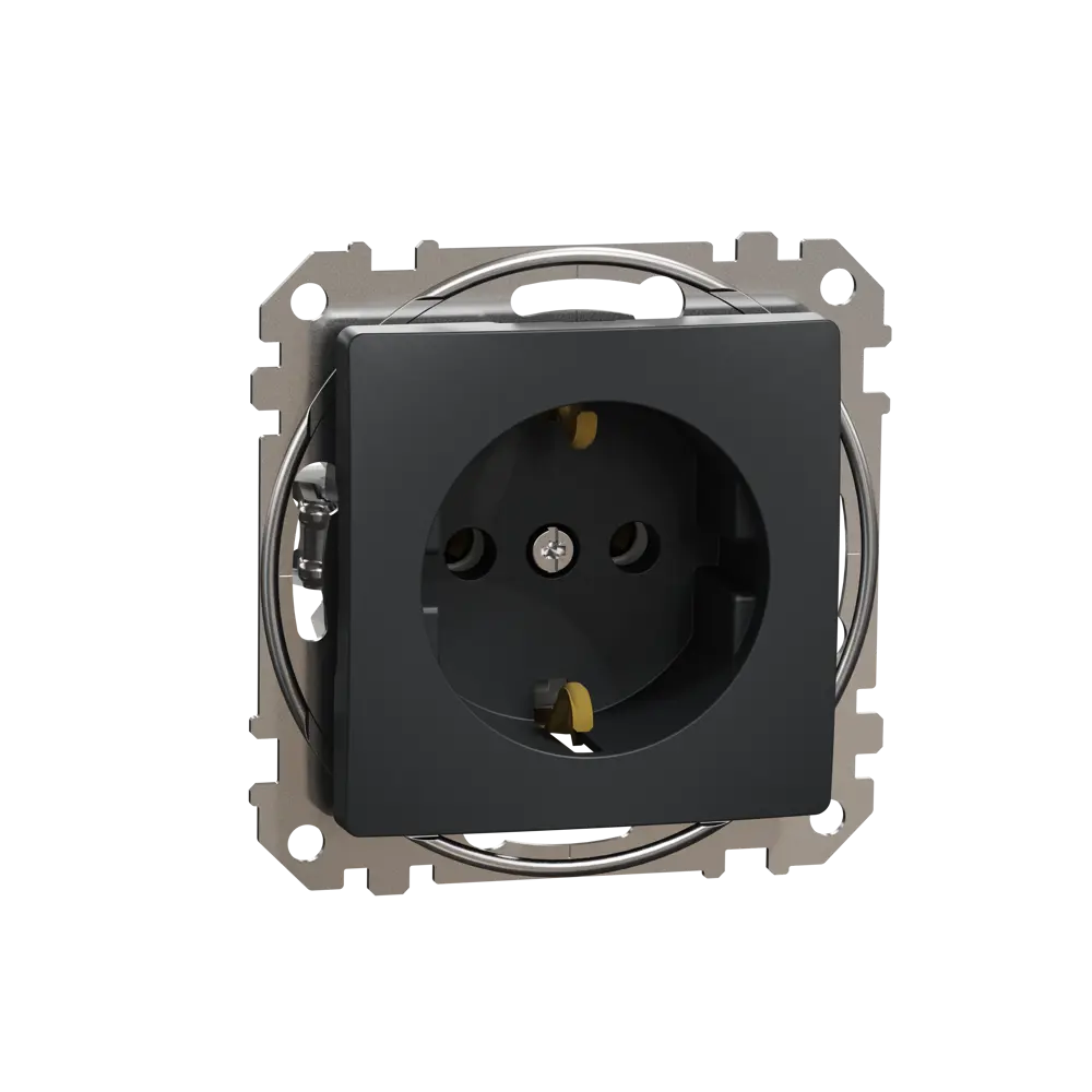 Розетка встраиваемая Systeme Electric Sedna Design с заземлением, цвет антрацит 84826904 STLM-2173672 - Вид №1